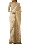 Buy_Tarun Tahiliani_Off White Georgette Square Neckline Embroidered Saree With Blouse _Online_at_Aza_Fashions