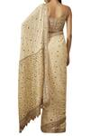 Shop_Tarun Tahiliani_Off White Georgette Square Neckline Embroidered Saree With Blouse _at_Aza_Fashions