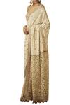 Tarun Tahiliani_Off White Georgette Square Neckline Embroidered Saree With Blouse _Online_at_Aza_Fashions