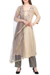 Buy_Adara Khan_Beige Flared Kurta Set _at_Aza_Fashions
