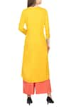 Shop_Khwaab by Sanjana Lakhani_Yellow Kurta Round Neck Embroidered Set _at_Aza_Fashions