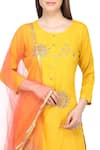 Khwaab by Sanjana Lakhani_Yellow Kurta Round Neck Embroidered Set _at_Aza_Fashions