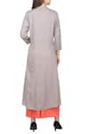 Shop_Khwaab by Sanjana Lakhani_Grey Kurta Band Collar Flared Palazzo Set _at_Aza_Fashions