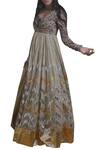 Buy_Divya Sheth_Off White Calico Round Chanderi Anarkali Kurta Set  _at_Aza_Fashions