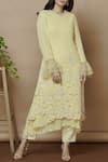 Buy_Aariyana Couture_Yellow Kurta Georgettepant Bamber Silk Round Embroidered With Pants _at_Aza_Fashions