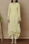 Buy_Aariyana Couture_Yellow Kurta Georgettepant Bamber Silk Round Embroidered With Pants _Online_at_Aza_Fashions