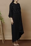 Aariyana Couture_Black Kurta Moss Crepepant Satin Round Embroidered With Pants  _Online_at_Aza_Fashions