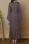 Shop_Aariyana Couture_Grey Bamberg Silk V Neck Embellished Dress_at_Aza_Fashions