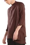 Shop_Son of A Noble Snob_Brown Linen Waistcoat_Online_at_Aza_Fashions