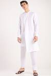 Buy_Son of A Noble Snob_White Linen Overlap Style Kurta_Online_at_Aza_Fashions
