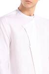 Son of A Noble Snob_White Linen Overlap Style Kurta_at_Aza_Fashions