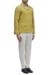 Dhruv Vaish_Yellow Handloom Cotton Shirt For Men_Online_at_Aza_Fashions