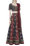Nitika Gujral_Blue Taffeta Embroidered Lehenga Set_Online_at_Aza_Fashions