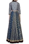 Shop_Nitika Gujral_Blue Tissue Banarasi V Neck Lehenga Set _at_Aza_Fashions