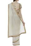 Shop_Tisha Saksena_White Raw Silk Round Hand Embroidered Saree Set_at_Aza_Fashions