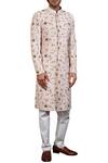 Buy_Seven_White Silk Embroidered Sherwani Set For Men_at_Aza_Fashions