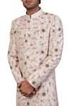 Shop_Seven_White Silk Embroidered Sherwani Set For Men_at_Aza_Fashions