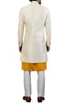 Shop_Seven_White Silk Jaquard Asymmetric Sherwani Set_at_Aza_Fashions