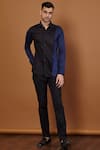 Buy_Seven_Black Cotton Satin Overlap Style Shirt _Online_at_Aza_Fashions