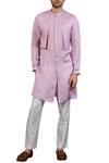 Seven_Purple Linen Silk Layered Kurta Set For Men_Online_at_Aza_Fashions