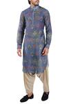 Buy Pranay Baidya Blue Chanderi Cotton Silk Printed Kurta at Aza Fashions Buy_Pranay Baidya_Blue Chanderi Cotton Silk Printed Kurta_at_Aza_Fashions