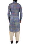 Shop_Pranay Baidya_Blue Chanderi Cotton Silk Printed Kurta_at_Aza_Fashions