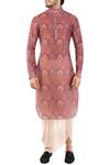 Pranay Baidya_Pink Chanderi Cotton Silk Printed Kurta_Online_at_Aza_Fashions