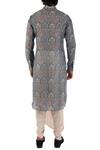 Shop_Pranay Baidya_Blue Chanderi Cotton Silk Printed Kurta_at_Aza_Fashions