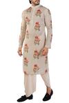 Buy_Pranay Baidya_Off White Muslin Cotton Silk Printed Kurta With Side Pockets_at_Aza_Fashions