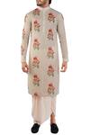 Pranay Baidya_Off White Muslin Cotton Silk Printed Kurta With Side Pockets_Online_at_Aza_Fashions