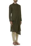 Gram Of Ink_Green Cotton Draped Kurta Set_Online_at_Aza_Fashions