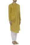 Gram Of Ink Yellow Cotton Draped Kurta Set Online at Aza Fashions Gram Of Ink_Yellow Cotton Draped Kurta Set_Online_at_Aza_Fashions
