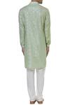 Shop_Chatenya Mittal_Green Silk Leaf Motif Woven Kurta Set_at_Aza_Fashions