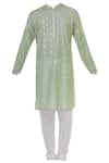 Buy_Chatenya Mittal_Green Silk Leaf Motif Woven Kurta Set_Online_at_Aza_Fashions