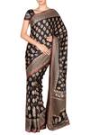 Buy_RI.Ritu Kumar_Black Silk Satin Printed Saree With Blouse Fabric For Women_at_Aza_Fashions