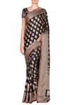 RI.Ritu Kumar_Black Silk Satin Printed Saree With Blouse Fabric For Women_Online_at_Aza_Fashions
