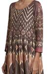 Ritu Kumar_Brown Chanderi Silk Round Printed Kurta_at_Aza_Fashions