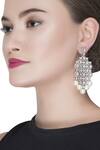Shop_Auraa Trends_Silver Plated Bead Crystal Chandeliar Earrings_at_Aza_Fashions