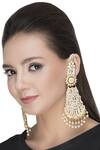 Shop_Auraa Trends_Gold Plated Bead Kundan Earrings_at_Aza_Fashions