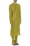 Rar Studio_Yellow Chanderi Handloom Kurta Set_Online_at_Aza_Fashions