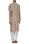 Rar Studio_Beige Chanderi Handloom Kurta_Online_at_Aza_Fashions