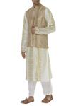 Buy_Rar Studio_Beige Chanderi Handloom Bundi_at_Aza_Fashions