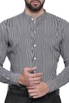 Shop_Mayank Modi - Men_Black Linen Slim Fit Shirt _at_Aza_Fashions