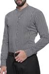 Shop_Mayank Modi - Men_Black Linen Slim Fit Shirt _Online_at_Aza_Fashions