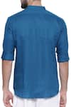 Mayank Modi - Men_Blue Linen Slim Fit Shirt _Online_at_Aza_Fashions
