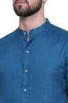 Mayank Modi - Men_Blue Linen Slim Fit Shirt _at_Aza_Fashions