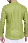 Mayank Modi - Men_Green Linen Slim Fit Shirt  _Online_at_Aza_Fashions