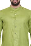 Shop_Mayank Modi - Men_Green Linen Slim Fit Shirt  _Online_at_Aza_Fashions