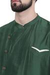 Buy_Mayank Modi - Men_Green Cotton Silk Mandarin Collar Kurta Set_Online_at_Aza_Fashions