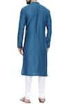 Shop_Mayank Modi - Men_Blue Cotton Satin Mandarin Collar Kurta Set _at_Aza_Fashions